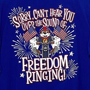 Buc-ee's Beaver Patriotic T-Shirt XL Blue‎ Biker Motorcycle USA Freedom Ringing